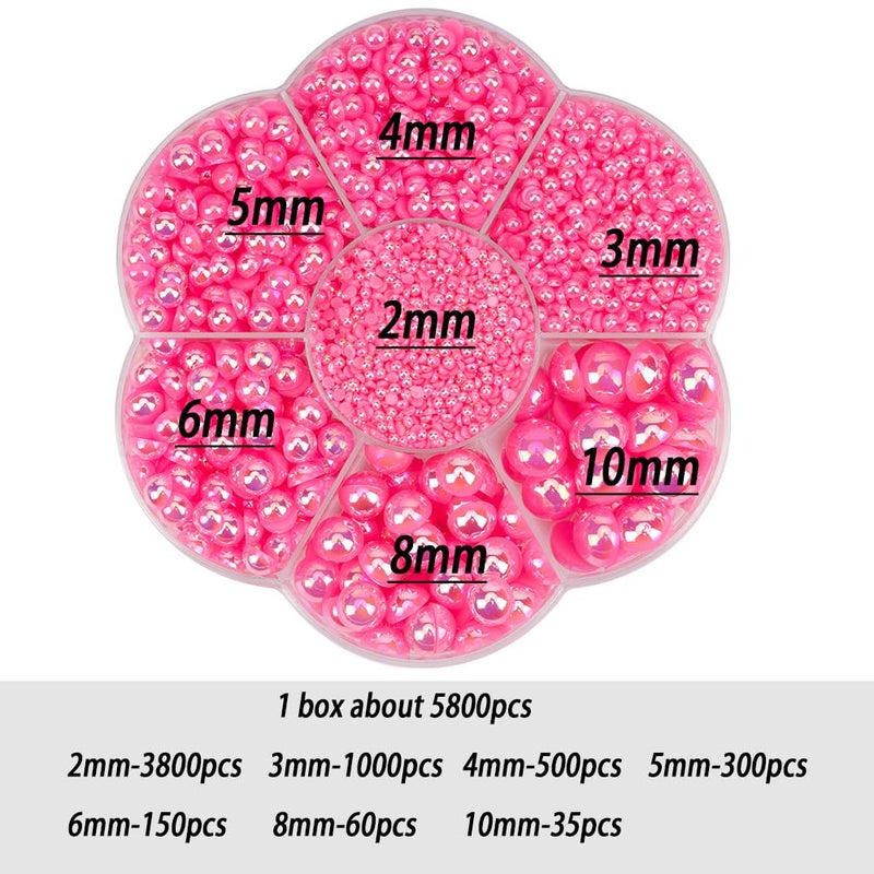 BLAAROOM 5800Pcs Half Pearls for Crafts, Flatback Pearls for Artwork Making, DIY Rhinestones Accessory Nail Art,Face Gems Jewels Flat Back Craft Pearls for Artist Creative - AB Peach, Small - Image 2